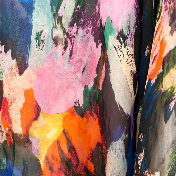 Bryn Walker Paletta Print Sheer Silk Boat Neck Poncho Top Size XL - Picture 6 of 6